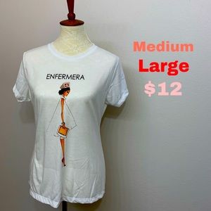 🛍️White ENFERMERA/Nurse t-shirt graphic tee